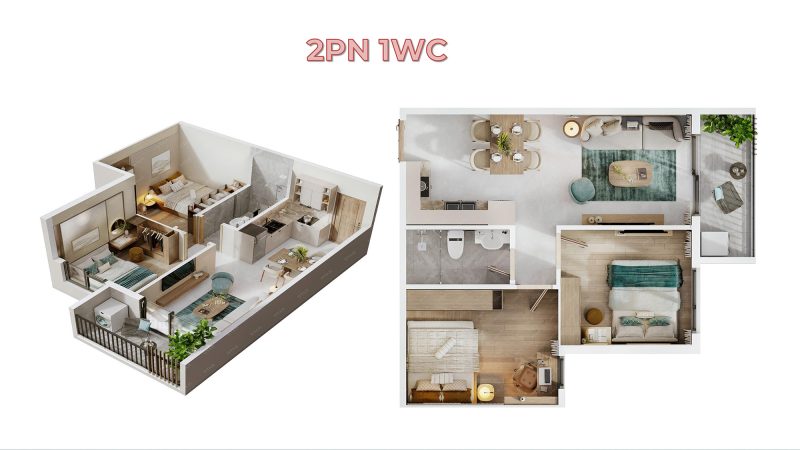 Layout căn hộ 2 PN The Win City