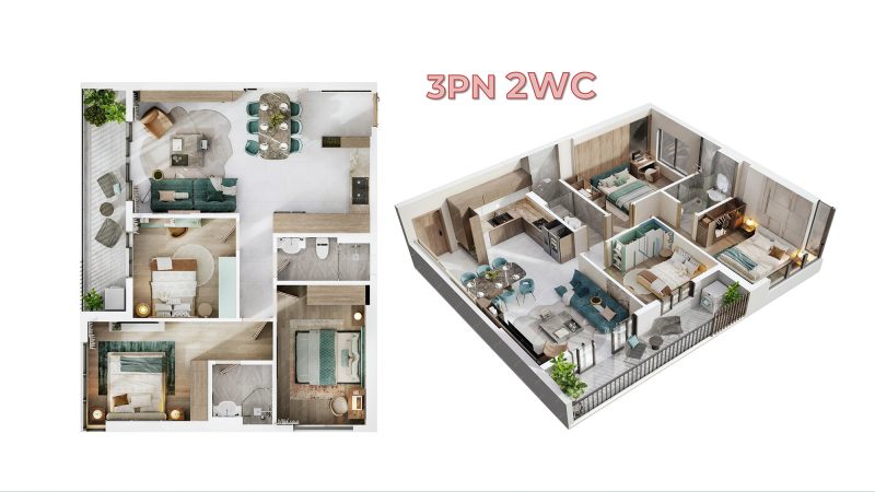 Layout căn hộ 2 PN The Win City