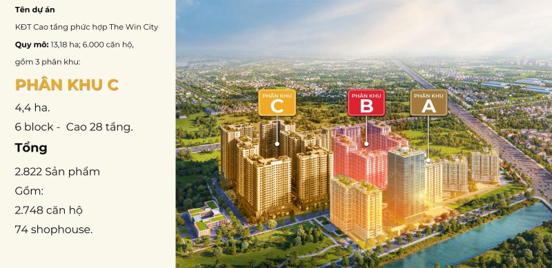 Dự án được chia thành 3 phân khu